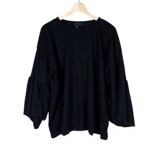Eloquii Blouse Plus Size 18 20 Black Bell Sleeve Elegant Flowy Minimalist Shirt